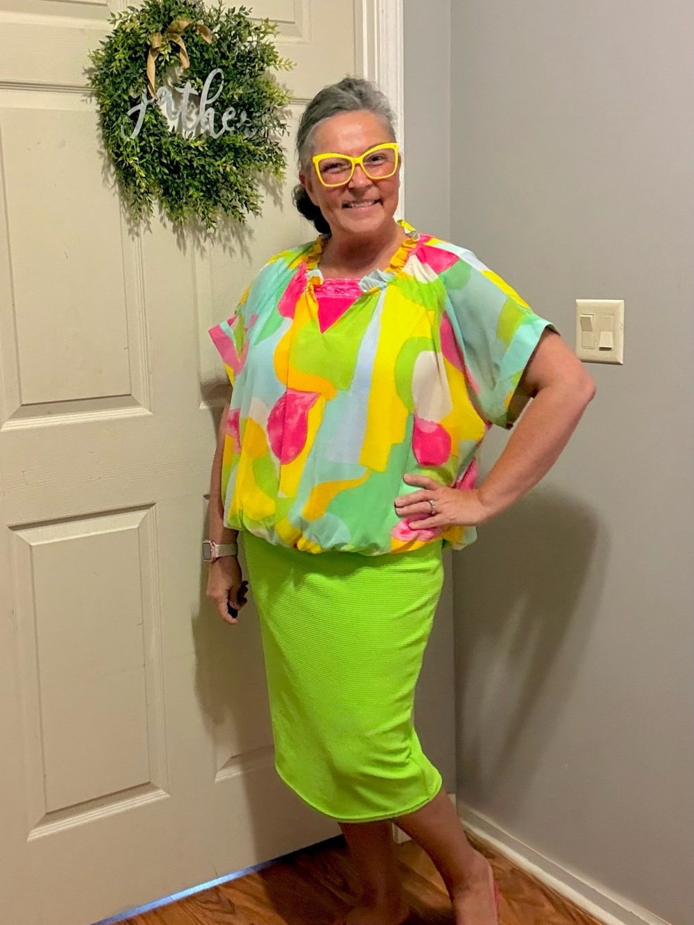 Entro Bright Abstract Multi-Color Blouse